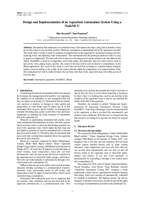 Curated visual reference: Pdf Design And Implementation Of An Aquarium Automation System Using Photo Inspiration