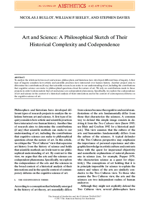(PDF) Art and Science: A Philosophical Sketch of Their Historical ...