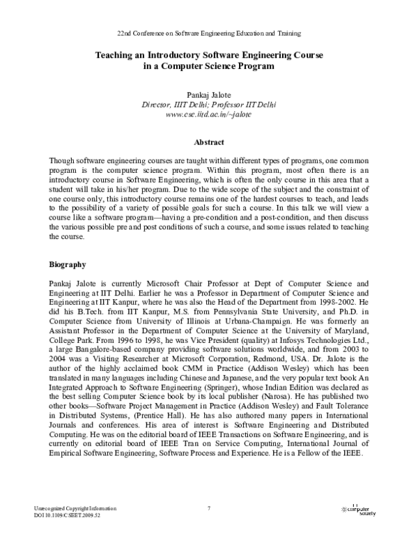 (PDF) Teaching an Introductory Software Engineering Course in a ...