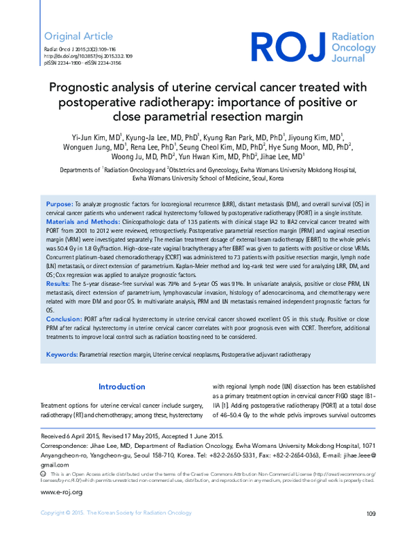 (PDF) Prognostic analysis of uterine cervical cancer treated with ...