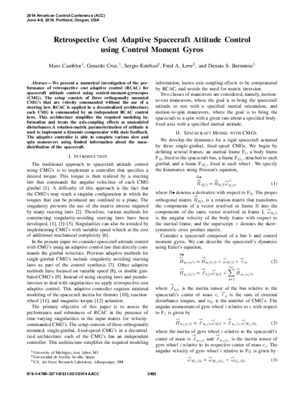 (PDF) Retrospective cost adaptive spacecraft attitude control using ...
