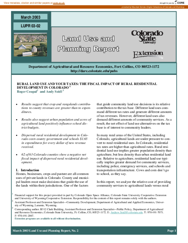 (PDF) March 2003 Land use and planning report, no. 2