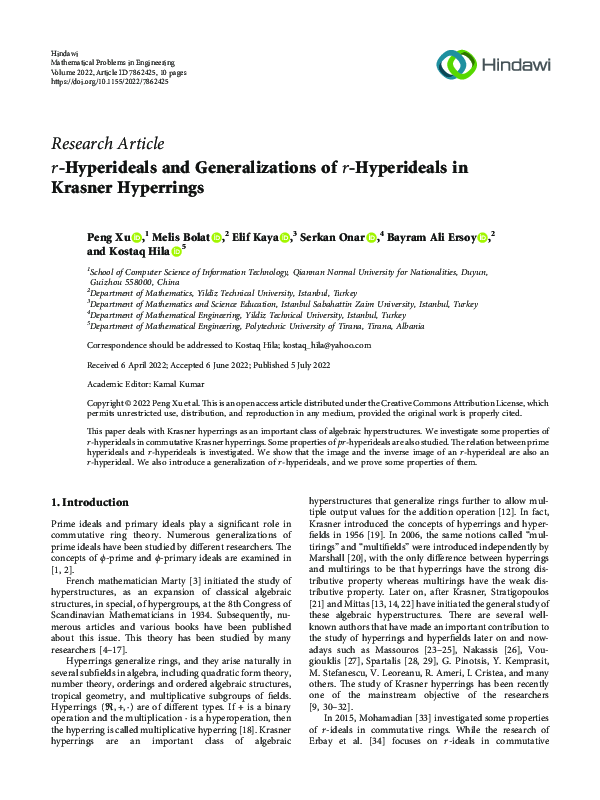 (PDF) r -Hyperideals and Generalizations of r -Hyperideals in Krasner ...