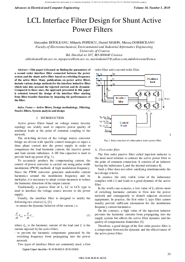 (PDF) LCL Interface Filter Design for Shunt Active Power Filters