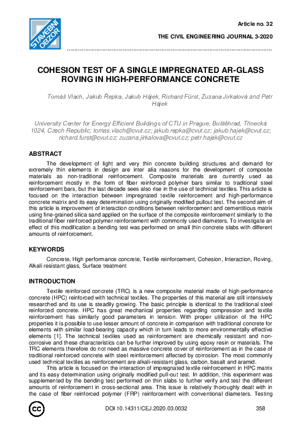 (PDF) Cohesion Test of a Single Impregnated Ar-Glass Roving in High ...