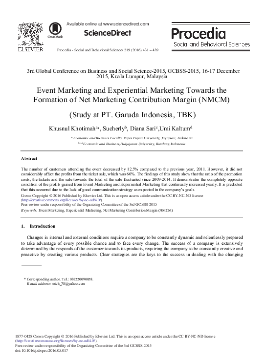 (PDF) Event Marketing and Experiential Marketing towards the Formation ...