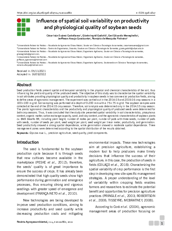 (PDF) Influence of spatial soil variability on productivity and ...