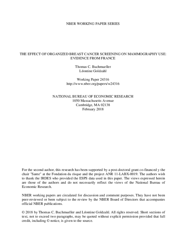 (PDF) The effect of organized breast cancer screening on mammography ...