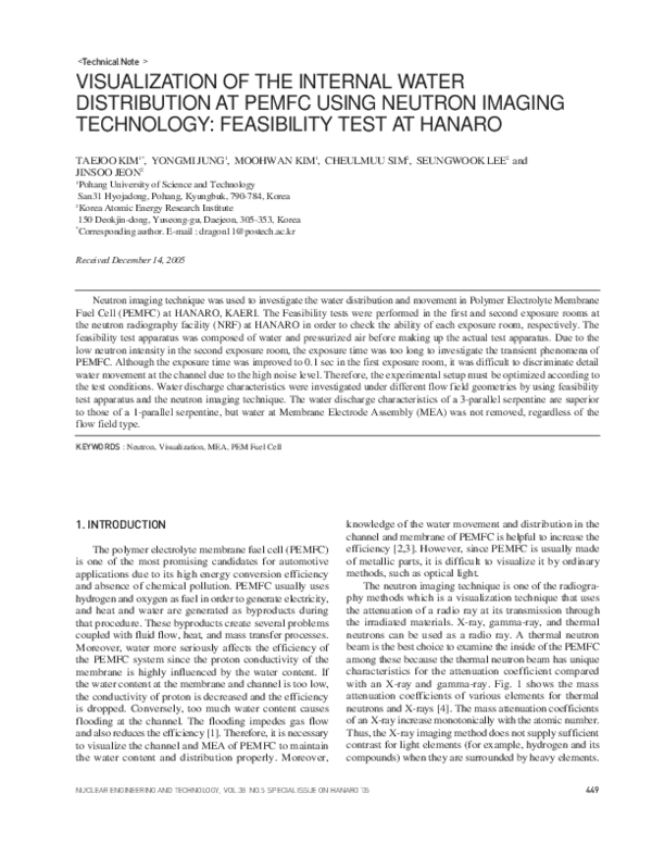 (PDF) The visualization of the internal water distribution at the PEMFC ...
