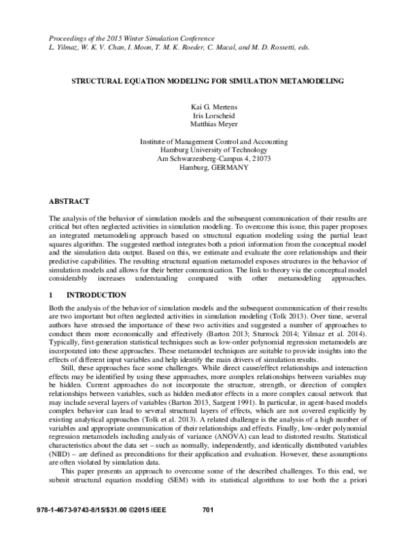 (PDF) Structural equation modeling for simulation metamodeling | Kai ...