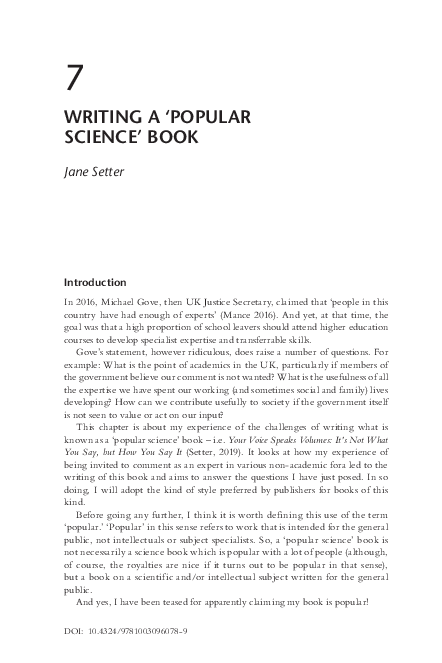 (PDF) Writing a ‘popular science' book
