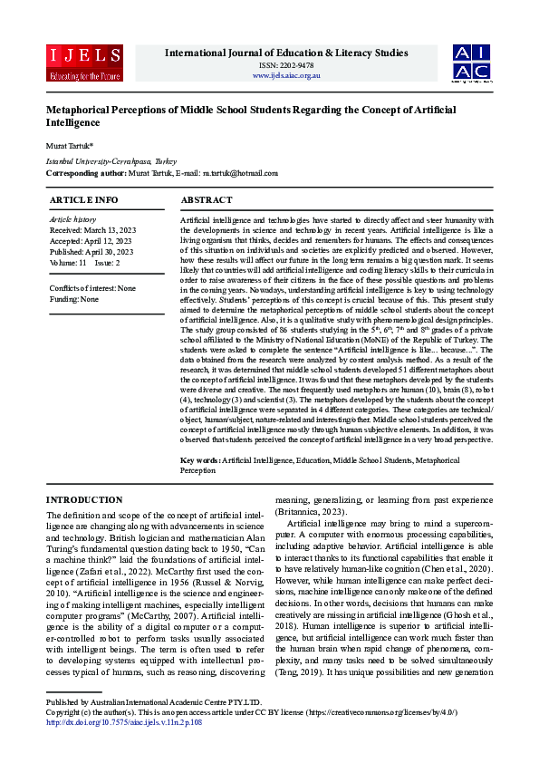 (PDF) Metaphorical Perceptions of Middle School Students Regarding the ...