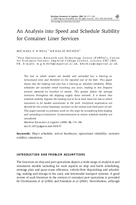 (PDF) An Analysis into Speed and Schedule Stability for Container Liner ...
