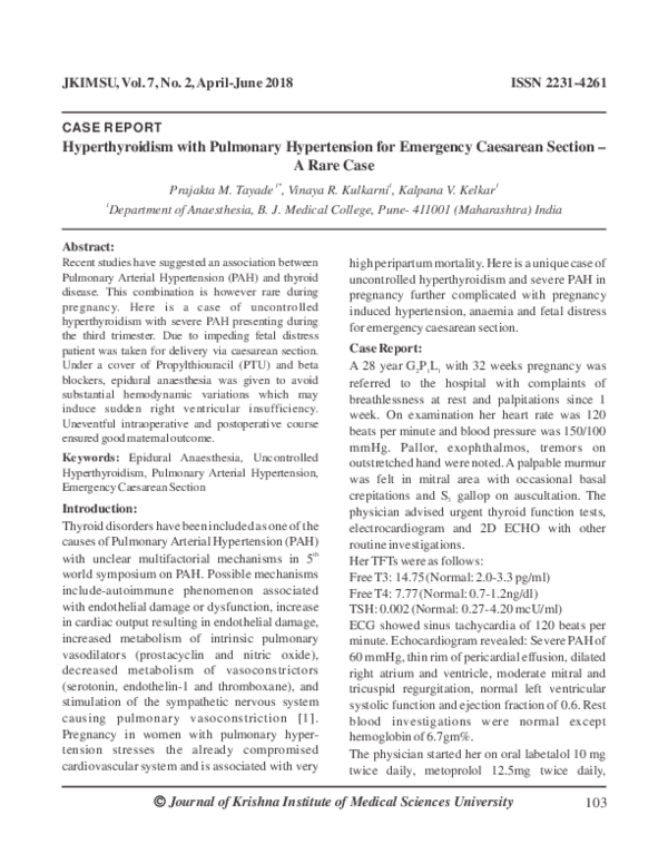 (PDF) Hyperthyroidism with Pulmonary Hypertension for Emergency ...