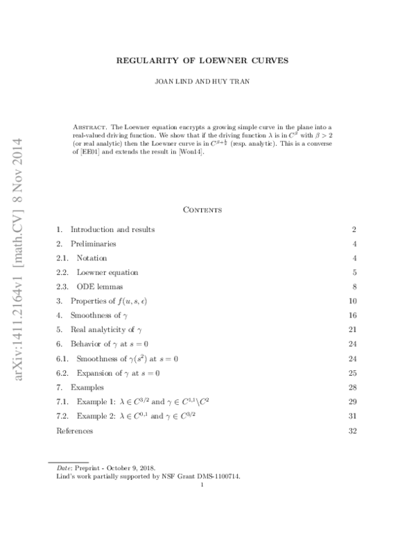 (PDF) Regularity of Loewner Curves