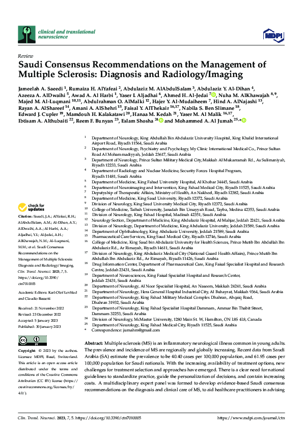 (PDF) Saudi Consensus Recommendations on the Management of Multiple ...