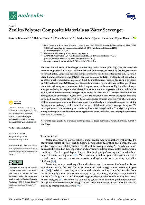 (PDF) ZeolitePolymer Composite Materials as Water Scavenger zakaria