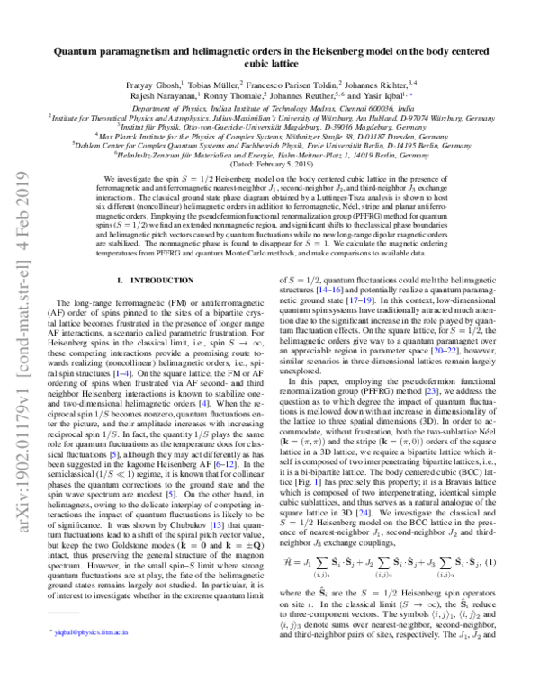 (PDF) Quantum and orders in the Heisenberg