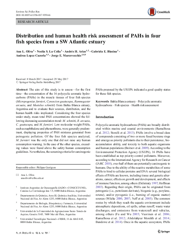 (PDF) Distribution and human health risk assessment of PAHs in four ...