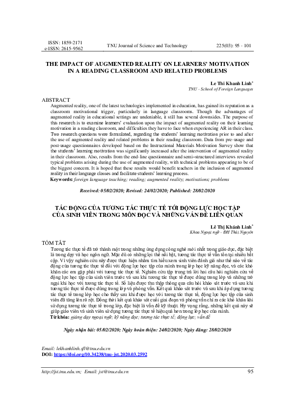 (PDF) The Impact of Augmented Reality on Learners’ Motivation in a ...