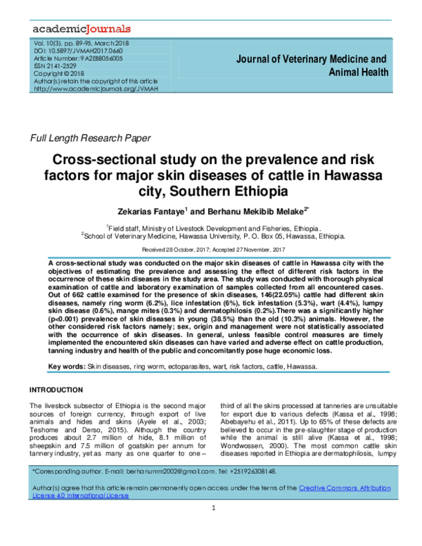 (PDF) Cross-sectional study on the prevalence and risk factors for ...