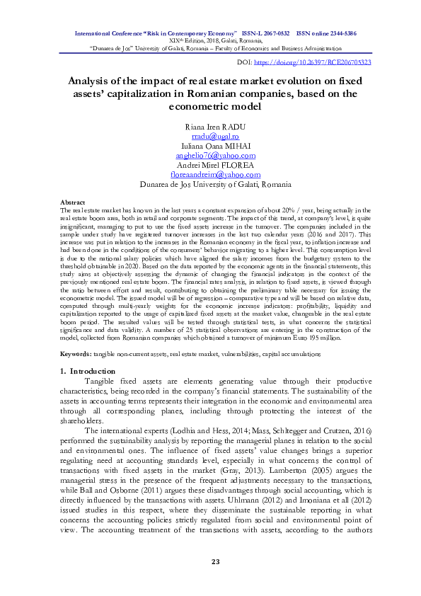 (PDF) Analysis of the impact of real estate market evolution on fixed ...