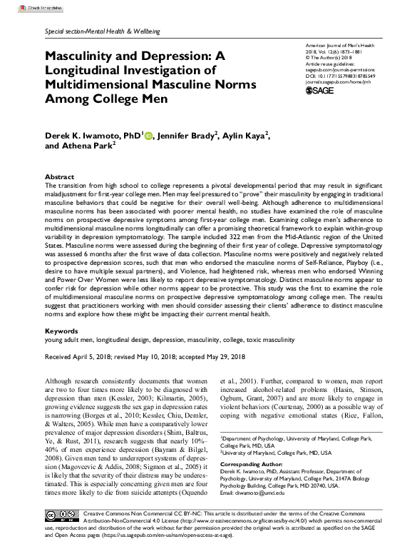 (PDF) Masculinity and Depression: A Longitudinal Investigation of ...