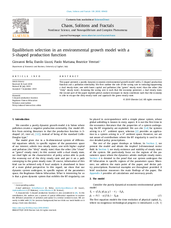 (PDF) Equilibrium selection in an environmental growth model with a S ...