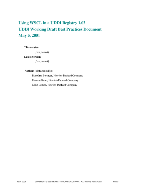 (PDF) Using WSCL in a UDDI Registry 1 . 02 UDDI Working Draft Best ...