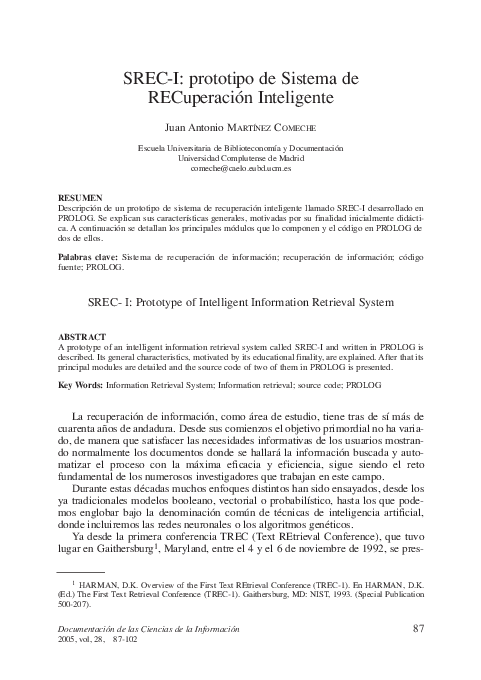 (PDF) SREC-I: prototipo de Sistema de RECuperación Inteligente