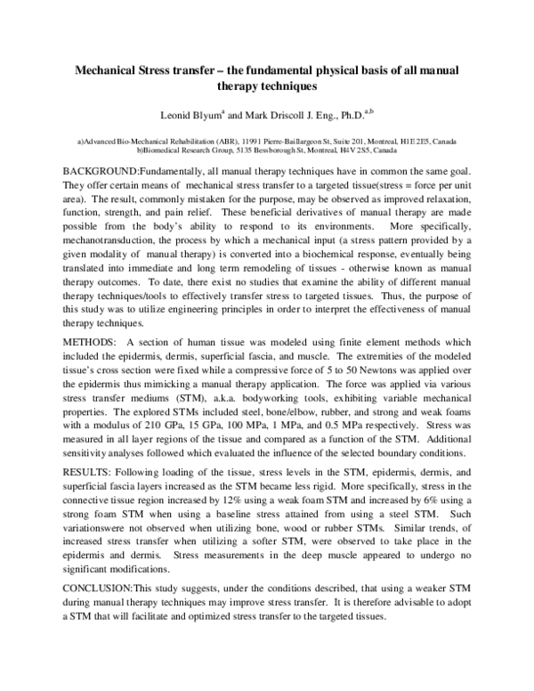 (PDF) Mechanical Stress transfer the fundamental physical basis of