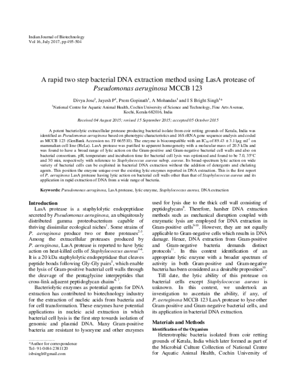(PDF) A rapid two step bacterial DNA extraction method using LasA ...