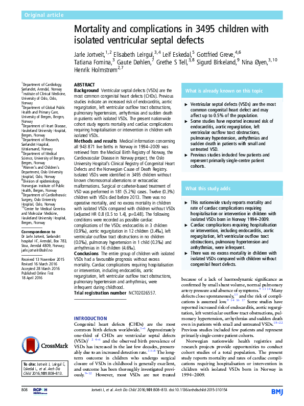 (PDF) Mortality and complications in 3495 children with isolated ...