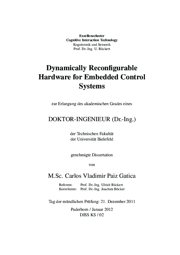 (PDF) Dynamically reconfigurable hardware for embedded control systems