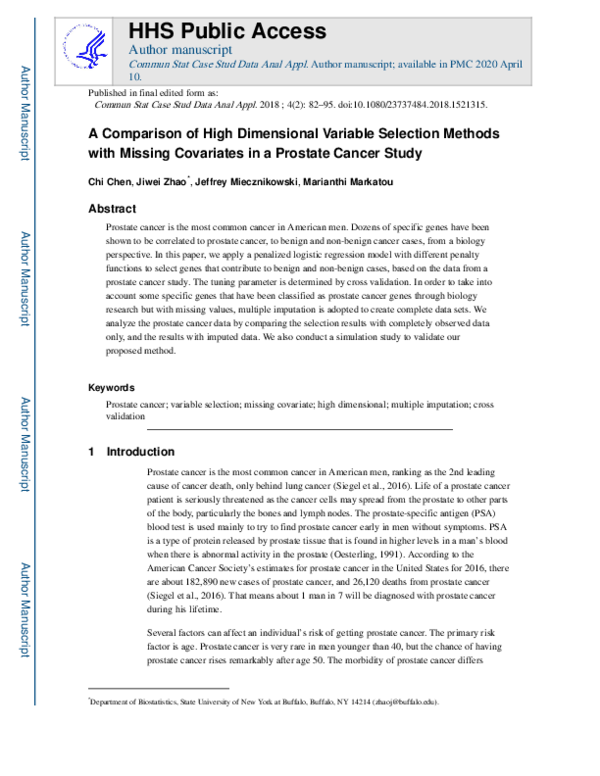 (PDF) A comparison of high-dimensional variable selection methods with ...