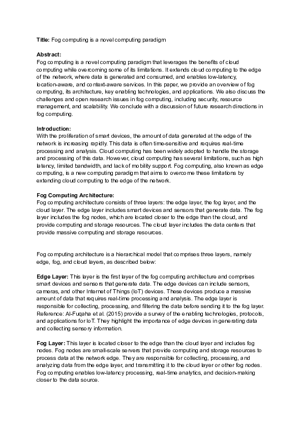 (PDF) Fog computing is a novel computing paradigm