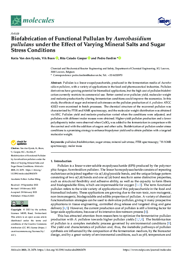 (PDF) Biofabrication of Functional Pullulan by Aureobasidium pullulans ...
