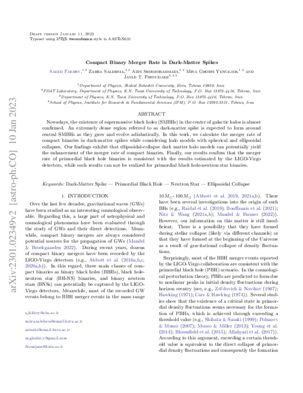 (PDF) Compact Binary Merger Rate in Dark-Matter Spikes