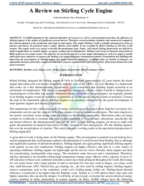 (PDF) A Review on Stirling Cycle Engine