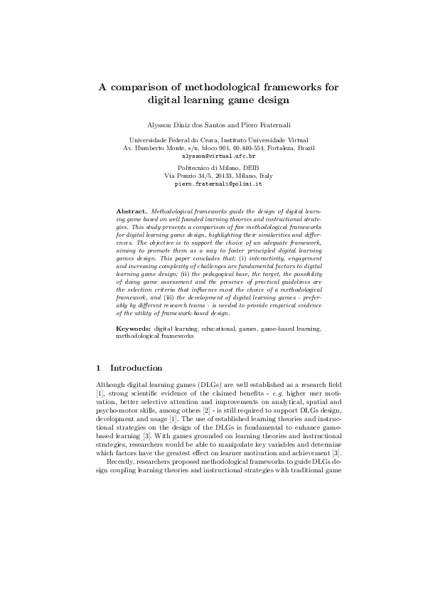 (PDF) A Comparison of Methodological Frameworks for Digital Learning ...