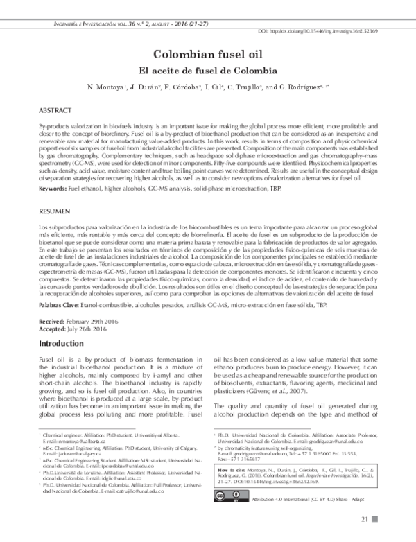 (PDF) Colombian fusel oil
