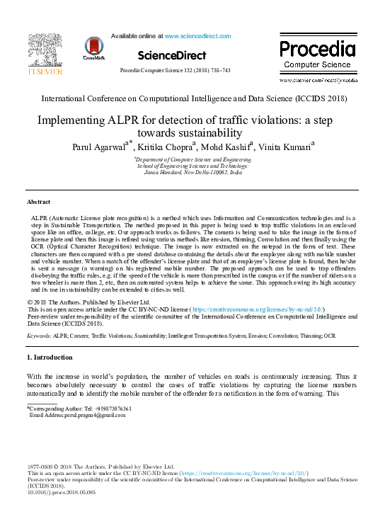 (PDF) Implementing ALPR for detection of traffic violations: a step ...