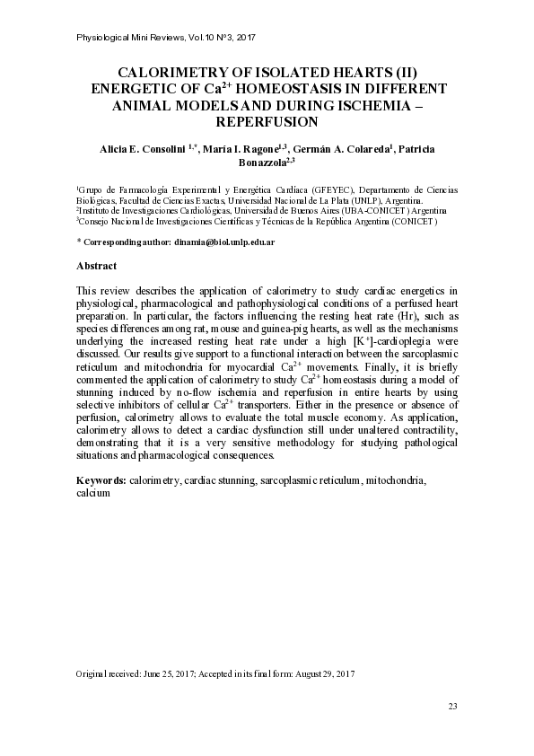 (PDF) Calorimetry of isolated hearts (II) energetic of ca 2 ...