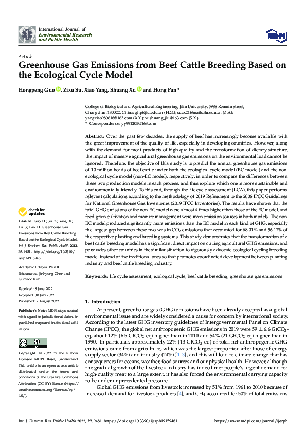 (PDF) Greenhouse Gas Emissions from Beef Cattle Breeding Based on the ...