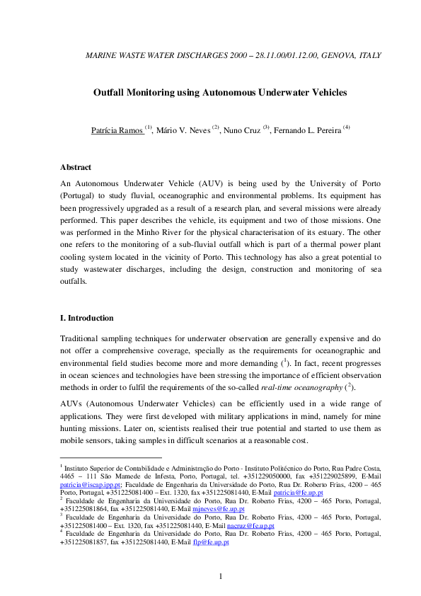 (PDF) Outfall monitoring using autonomous underwater vehicles
