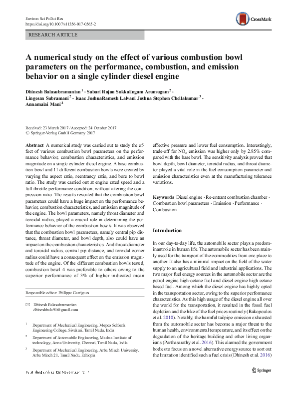 (PDF) A numerical study on the effect of various combustion bowl ...