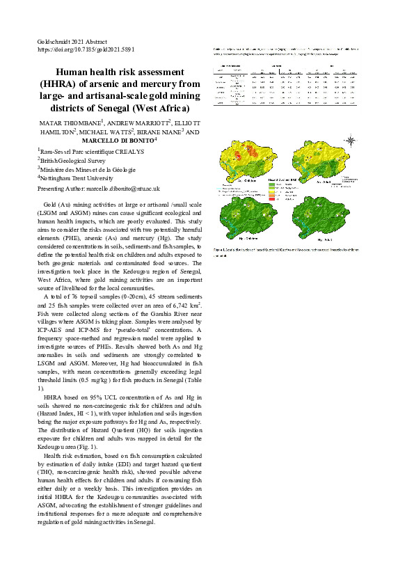 (PDF) Human health risk assessment (HHRA) of arsenic and mercury from ...
