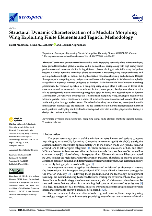 (PDF) Structural Dynamic Characterization of a Modular Morphing Wing ...
