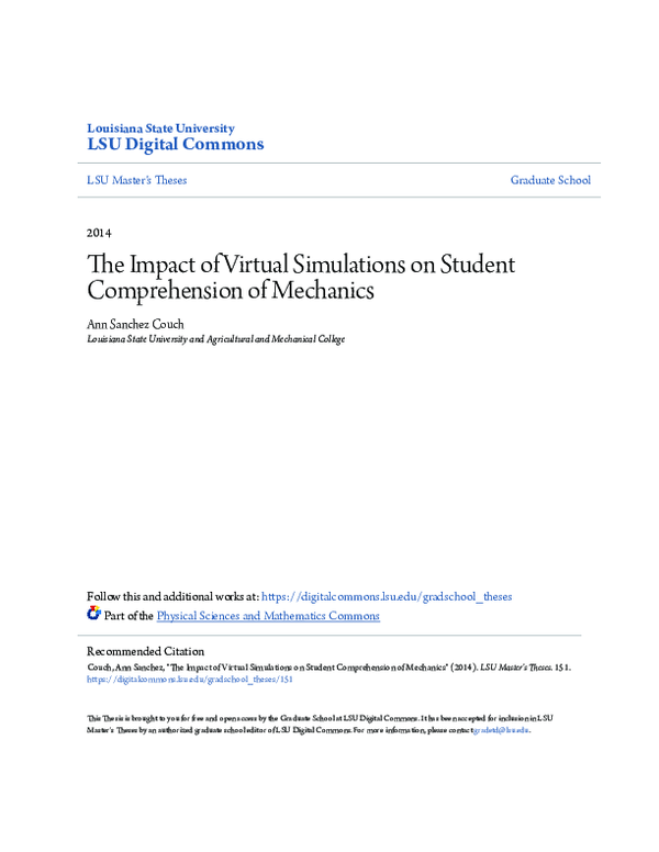 (PDF) The Impact of Virtual Simulations on Student Comprehension of ...