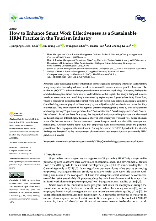 (PDF) How to Enhance Smart Work Effectiveness as a Sustainable HRM ...